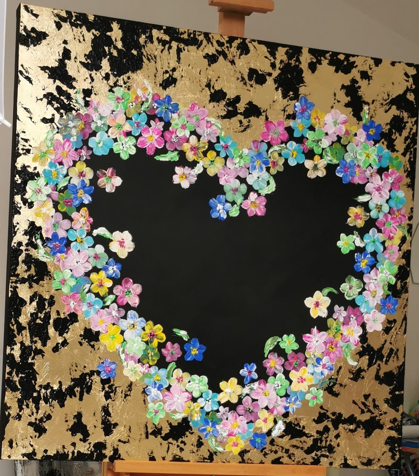 Hearts on canvas